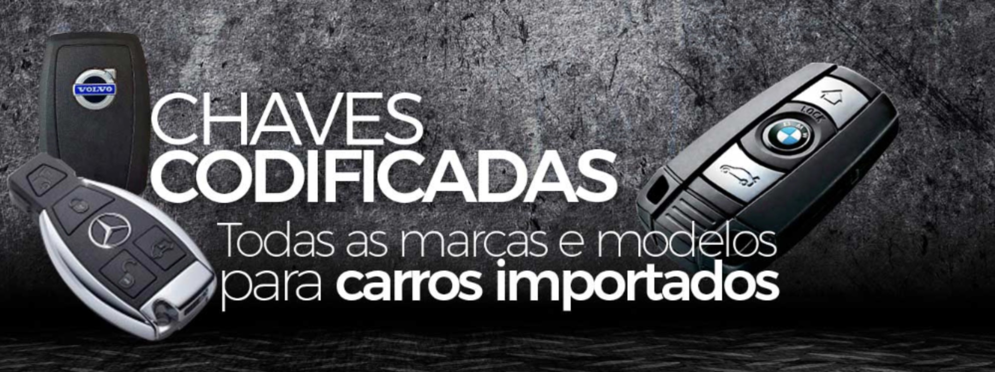 Chaves codificadas para carros importados de diversas marcas e modelos